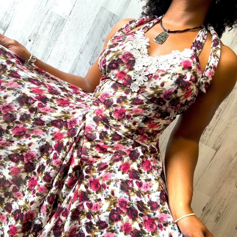 Floral layered skater dress size medium